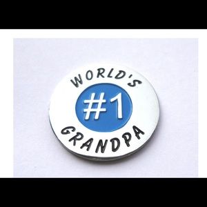 World #1 Grandpa Father’s Day Golf Marker/Hat Clip set  Enameled Metal